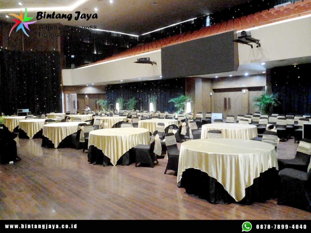 Rental Meja Bulat Taplak Tebar event Jakarta Barat