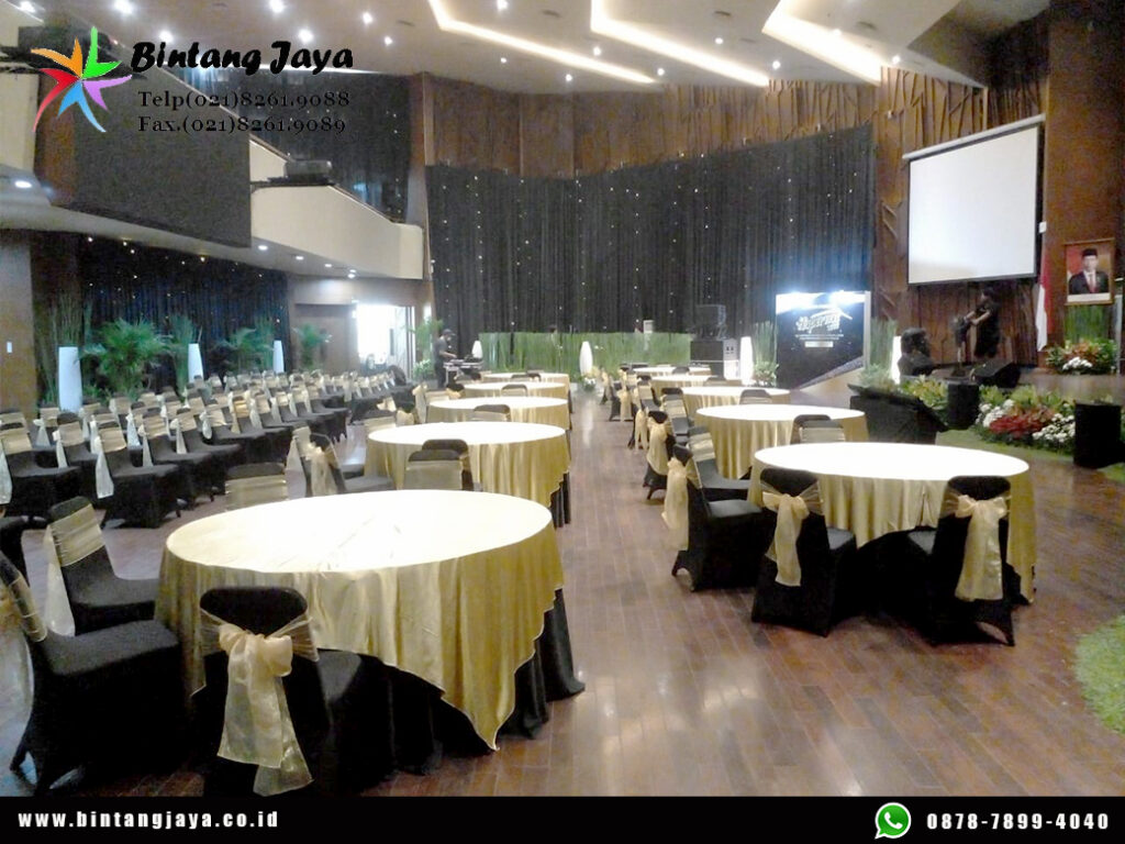 Rental Meja Bulat Taplak Tebar event Jakarta Barat