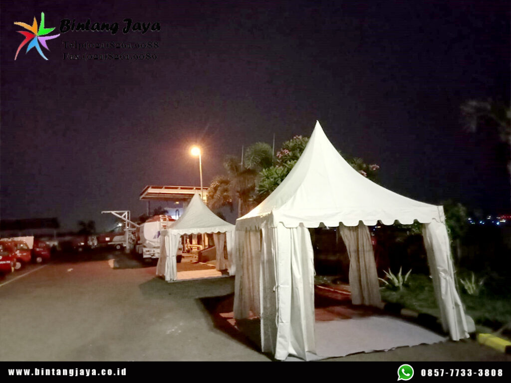 Gudang sewa tenda kerucut ready ratusan unit event Jabodetabek