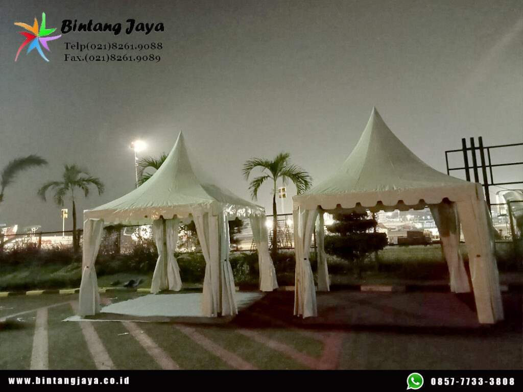 Gudang sewa tenda kerucut ready ratusan unit event Jabodetabek