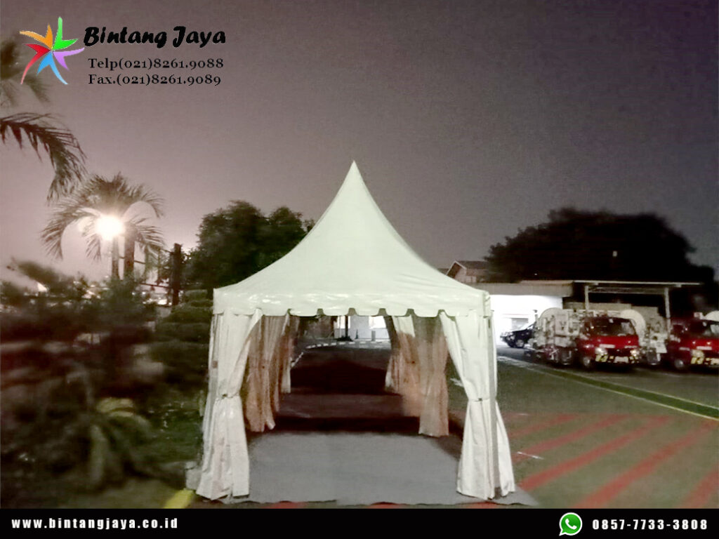 Gudang sewa tenda kerucut ready ratusan unit event Jabodetabek