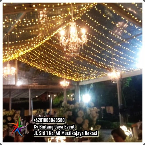 Sewa Tenda Dekorasi Kain Hitam & Fairy Light Mewah Mampang Prapatan