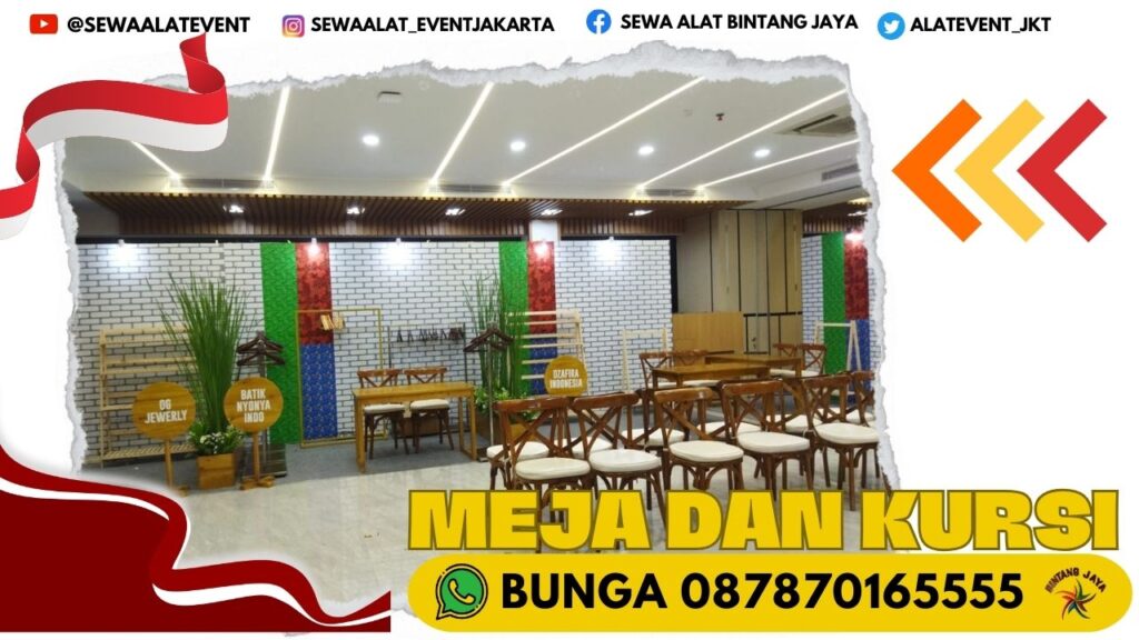 SEWA KURSI CROSSBACK DAN MEJA BUNDAR AREA BEKASI FREE ONGKIR