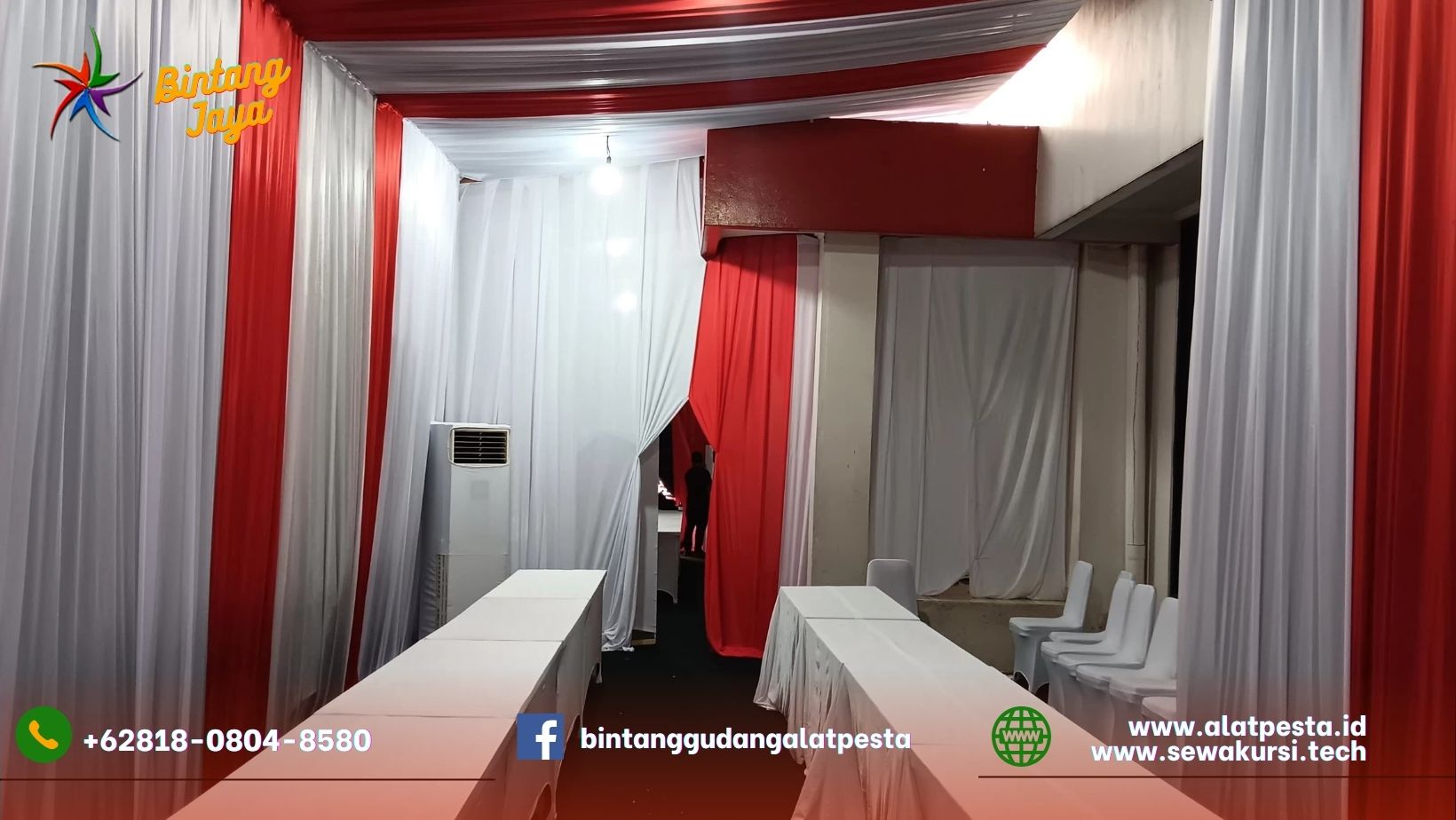 Jasa Sewa Kain Filamin Tirai Merah Putih Area Bandung