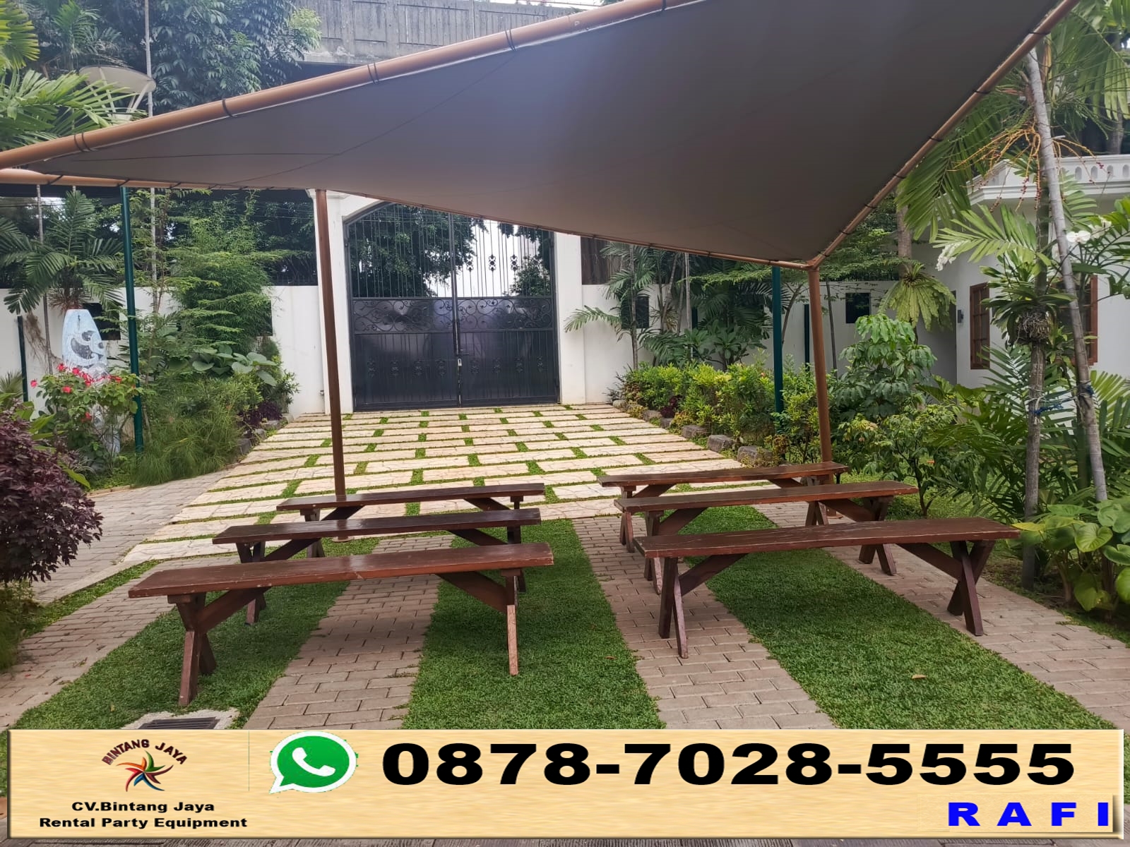 Rental Kursi Meja Taman Outdoor Bahan Kayu Mahoni Jakarta