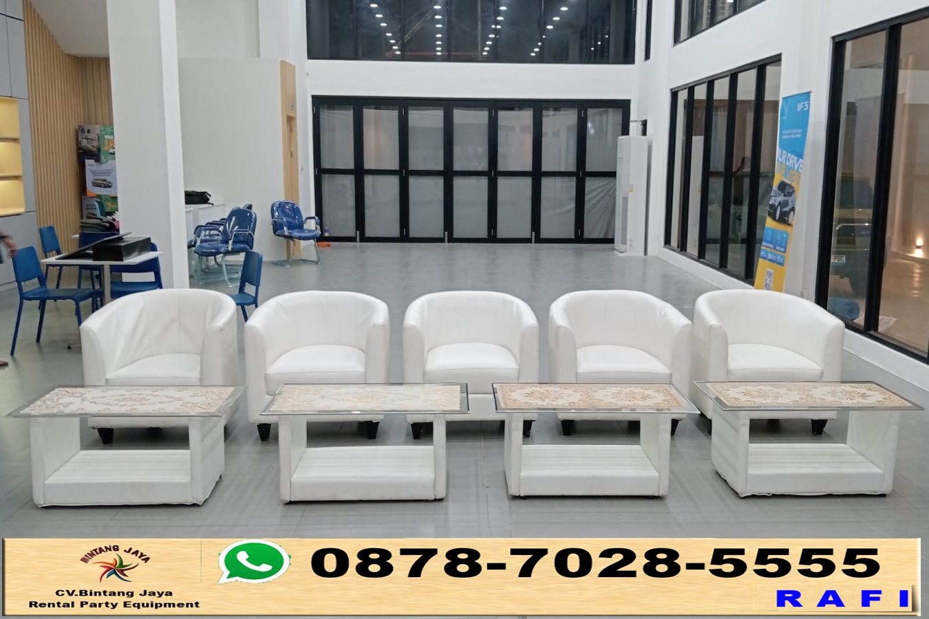 Vendor Sewa Sofa Desain Oval Warna Putih Tangerang