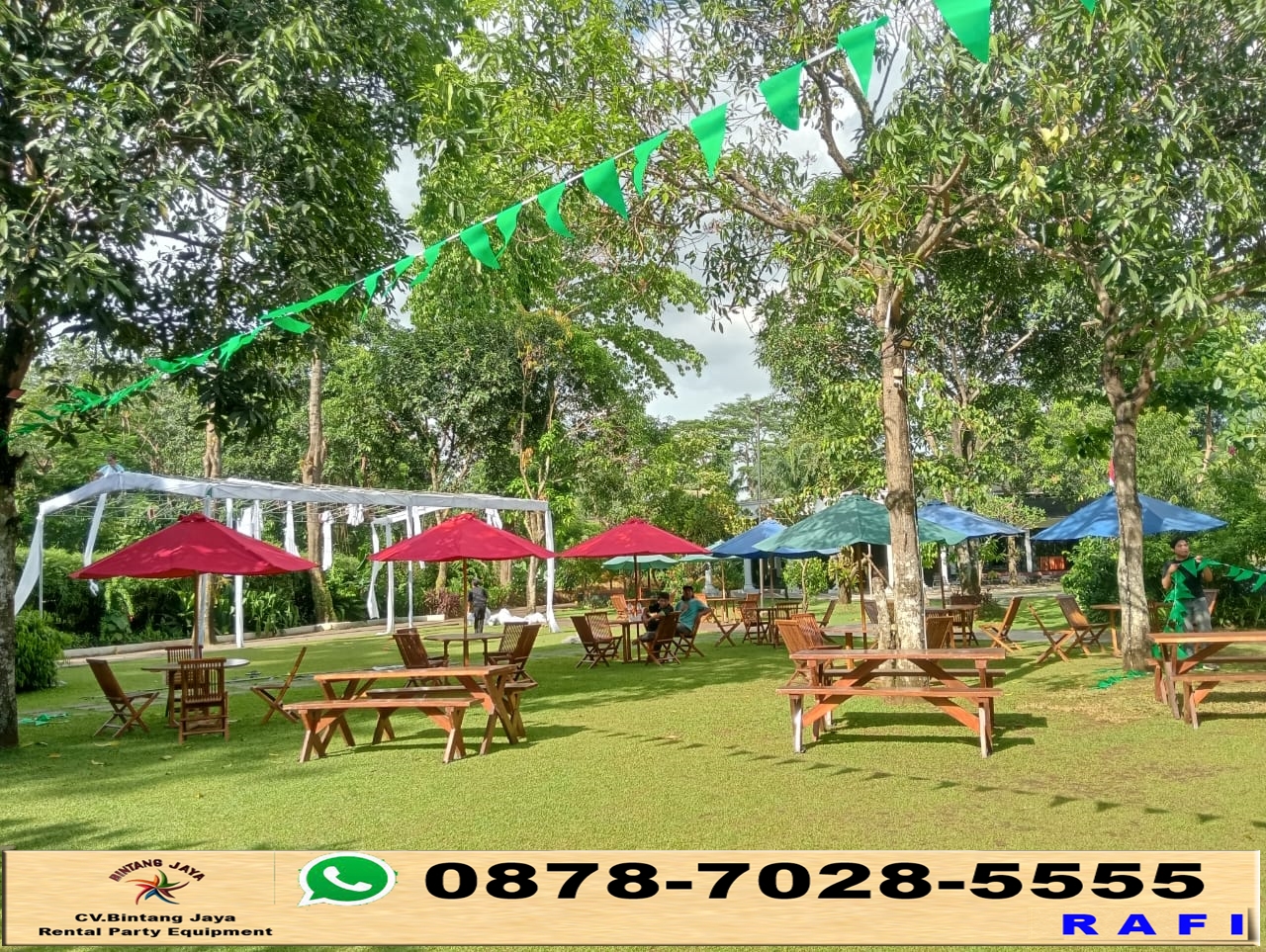 Rental Meja Kursi Taman Outdoor Type Kayu Mahoni Area Bogor