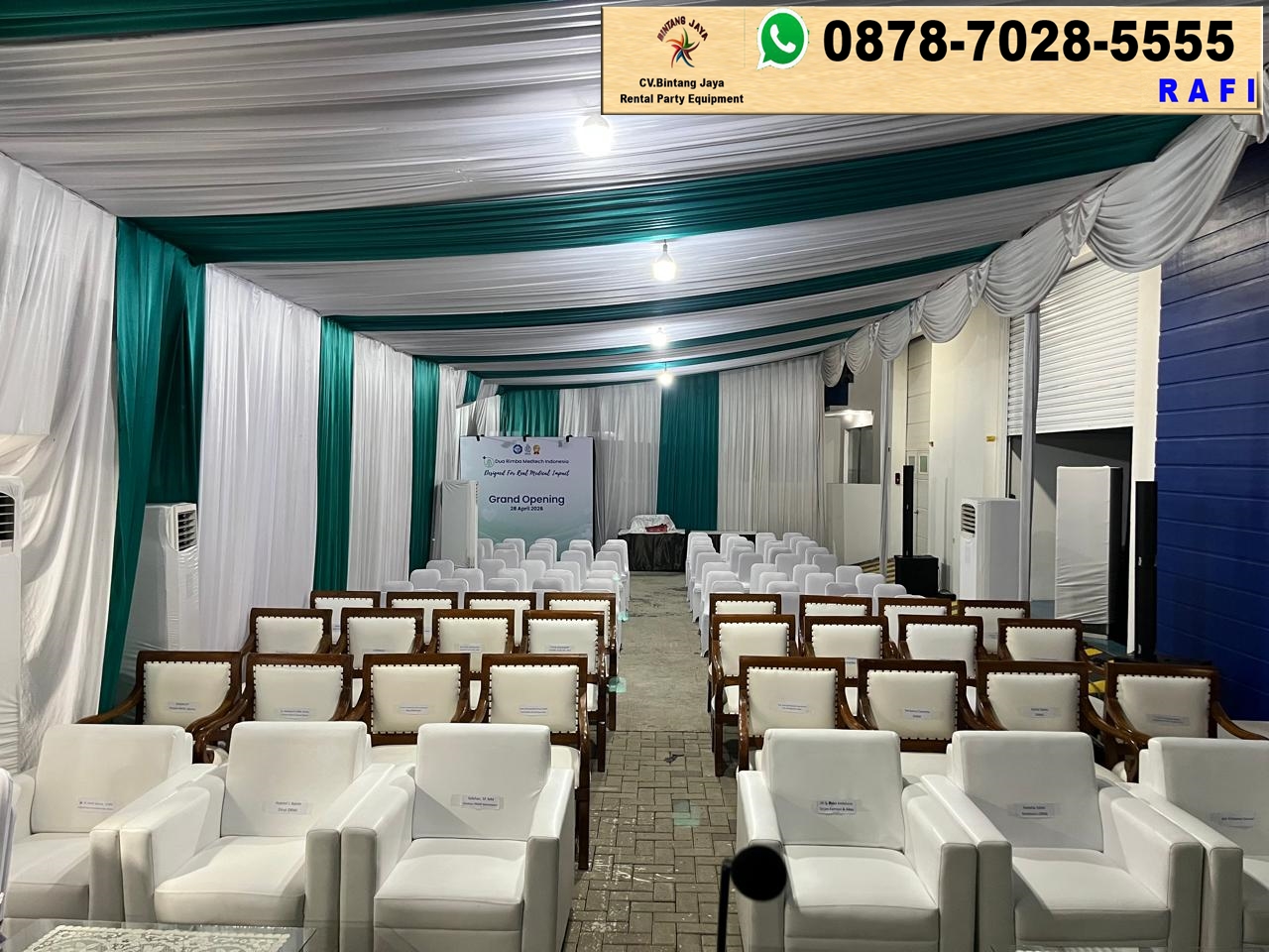 Sewa Tenda Serut, Futura, Sofa Dan Kursi Vip Kayu Jakarta