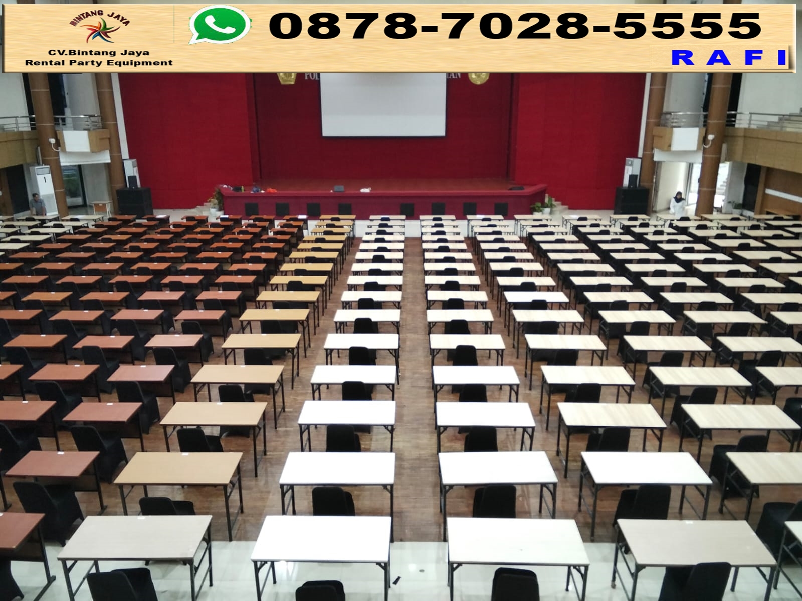 Sewa Meja Test & Meja HPL Lipat Polos Event PKN STAN Jakarta