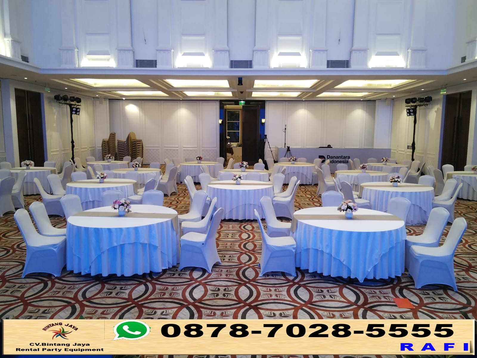 Sewa Meja Set Kursi Dan Cover Event Danantara 0878-7028-5555
