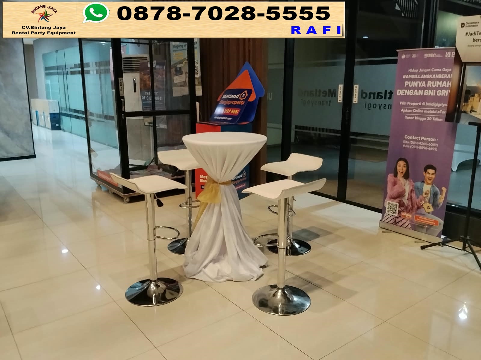 Sewa Set Meja Dan Kursi Barstool Putih Jakarta 0878-7028-5555