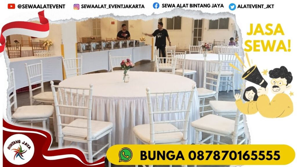 SEWA MEJA BUNDAR SET KURSI TIFFANY PUTIH JAKARTA