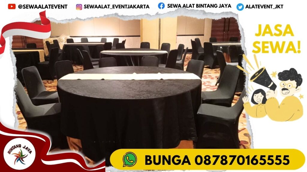 SEWA ROUND TABLE HITAM UKURAN KECIL ENAM KURSI DI JAKARTA PROMO FREE ONGKIR
