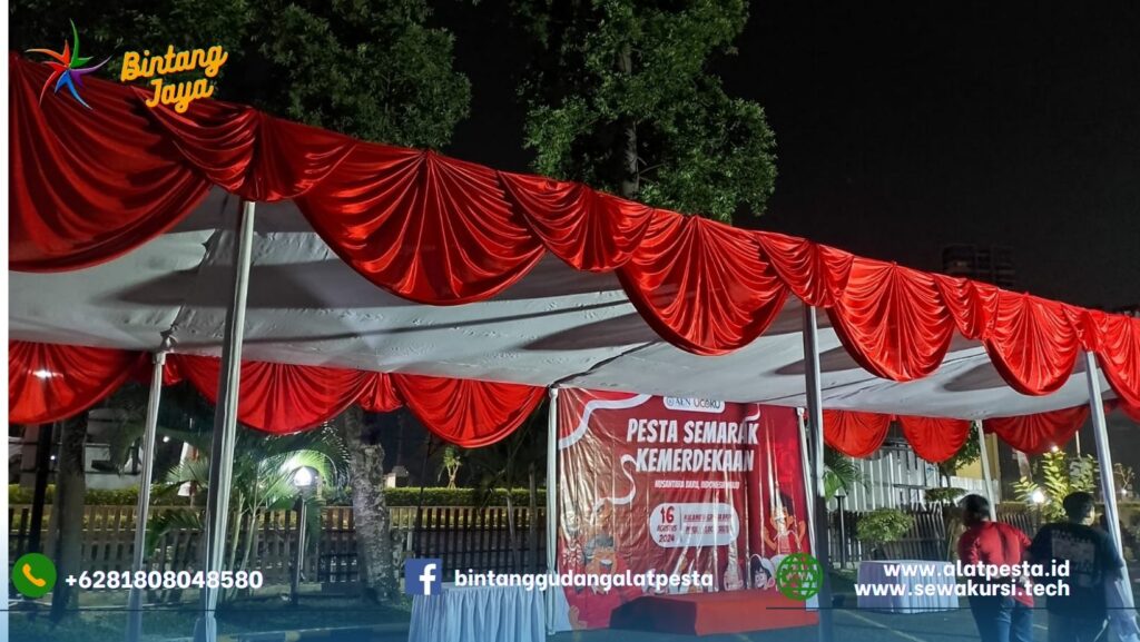 Rental Tenda Type Konvensional Dekorasi Kain Merah Putih Jakarta