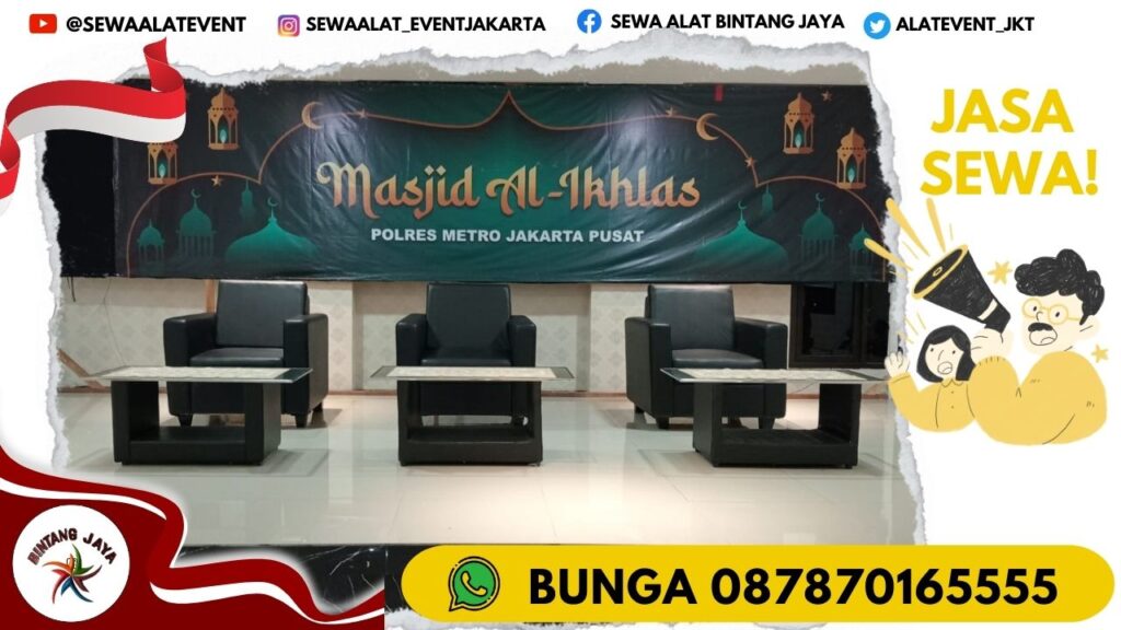 SEWA MEJA VIP KACA SET SOFA KOTAK SINGLE HITAM BOGOR