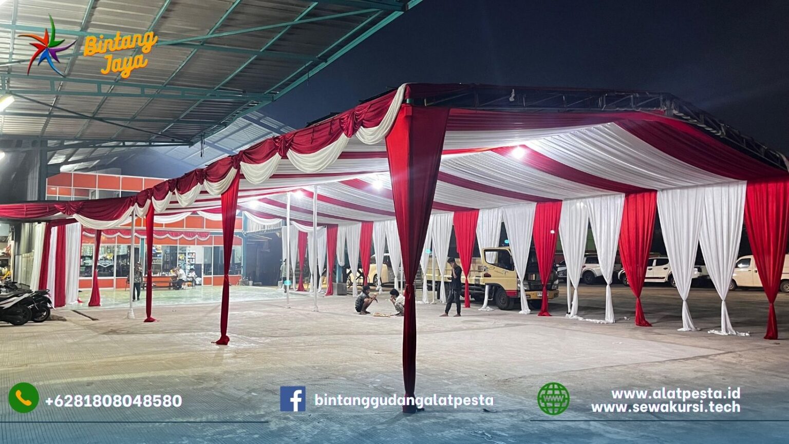 Sewa Tenda Dekorasi Atap Kain Serut Merah Putih Di Jakarta