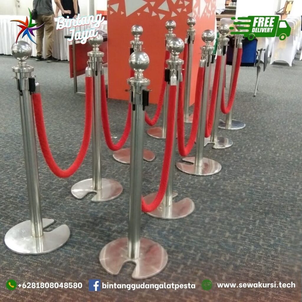 Sewa Tiang Antrian Type Vip Tali Bludru Merah Area Jakarta