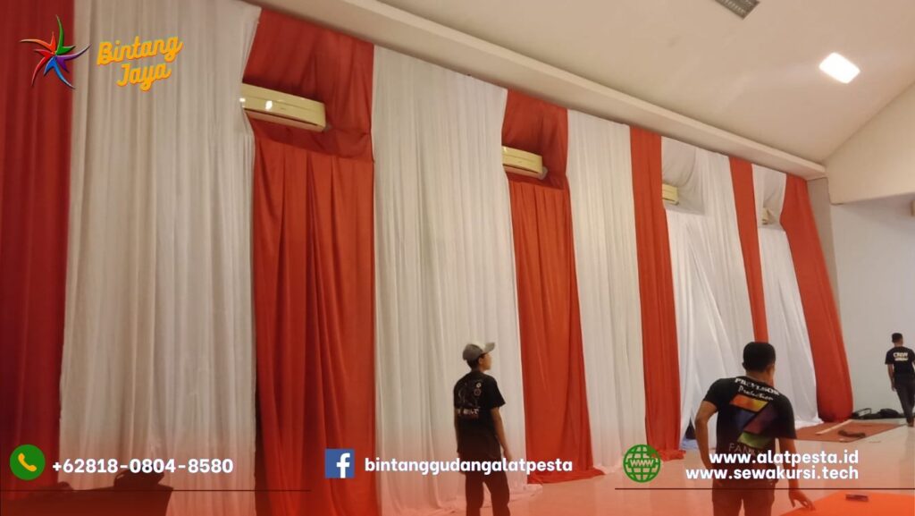 Jasa Sewa Kain Filamin Tirai Merah Putih Area Bandung