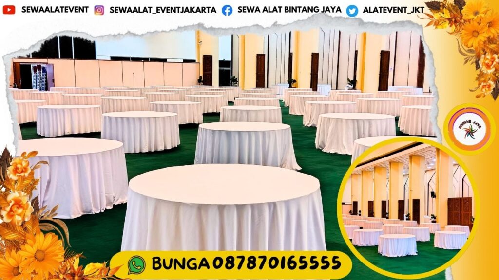TEMPAT SEWA MEJA BUNDAR D120 D160 D180 DAN D220CM AREA JAKARTA HARGA SEWA EKONOMIS
