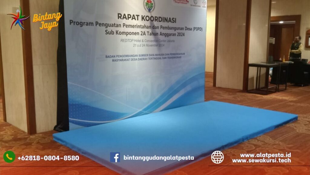 Sewa Panggung Flooring Tinggi 7cm Karpet Biru Area Jakarta