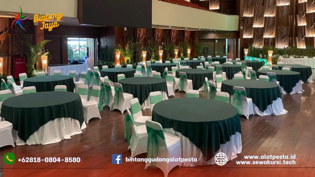 Sewa Round Table Dan Kursi Cover Putih Area Jakarta