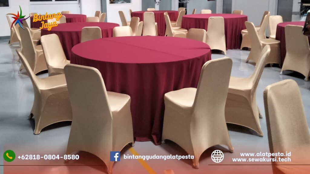 Sewa Round Table Dan Kursi Cover Putih Area Jakarta