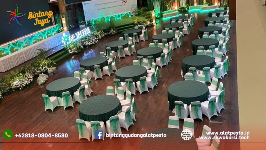 Sewa Round Table Dan Kursi Cover Putih Area Jakarta