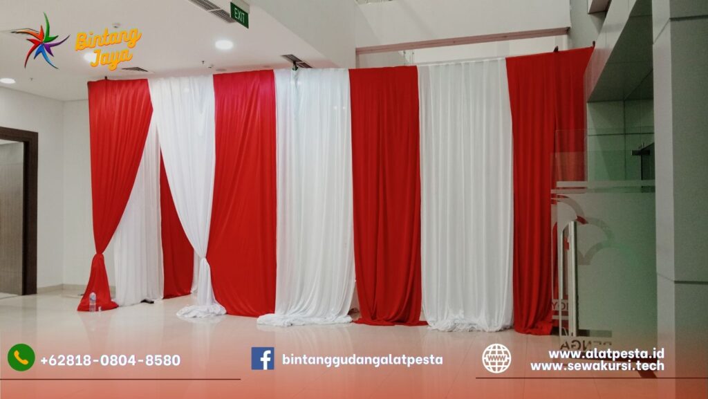 Sewa Tirai Dinding Merah Putih Bahan Filamin Area Bogor