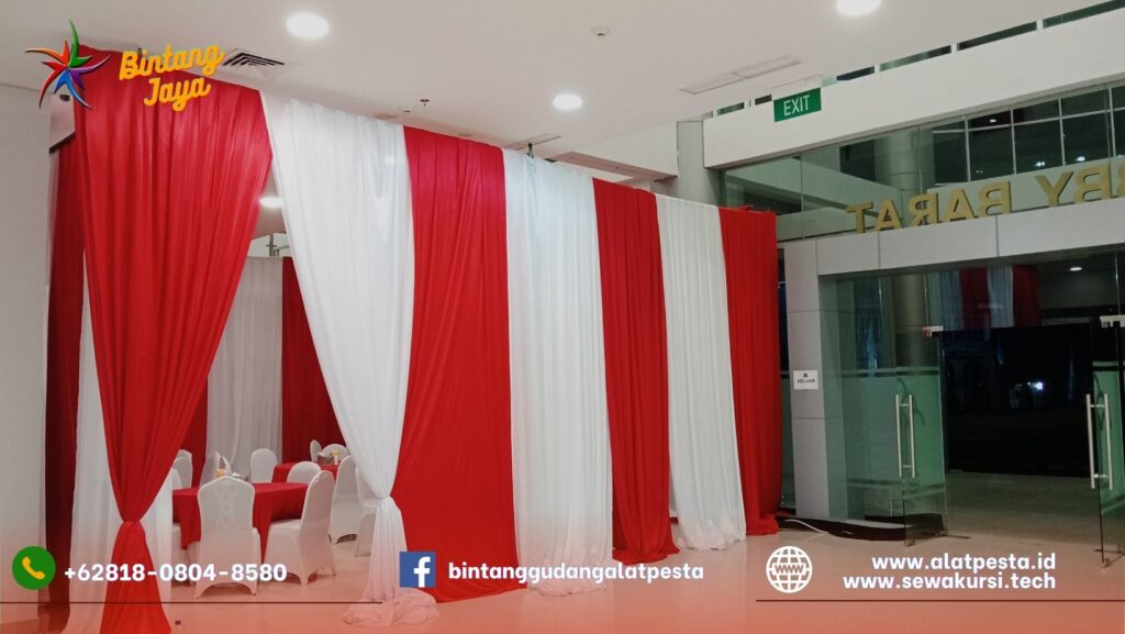 Sewa Tirai Dinding Merah Putih Bahan Filamin Area Bogor