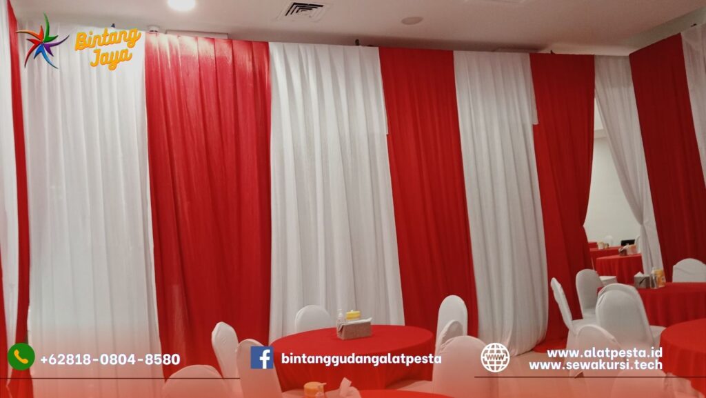 Sewa Tirai Dinding Merah Putih Bahan Filamin Area Bogor