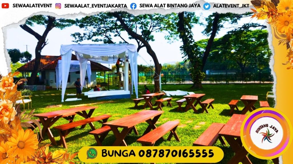 Sewa Bangku Dan Meja Taman Kayu Outdoor Di Jakarta Event Wedding Tema Santai
