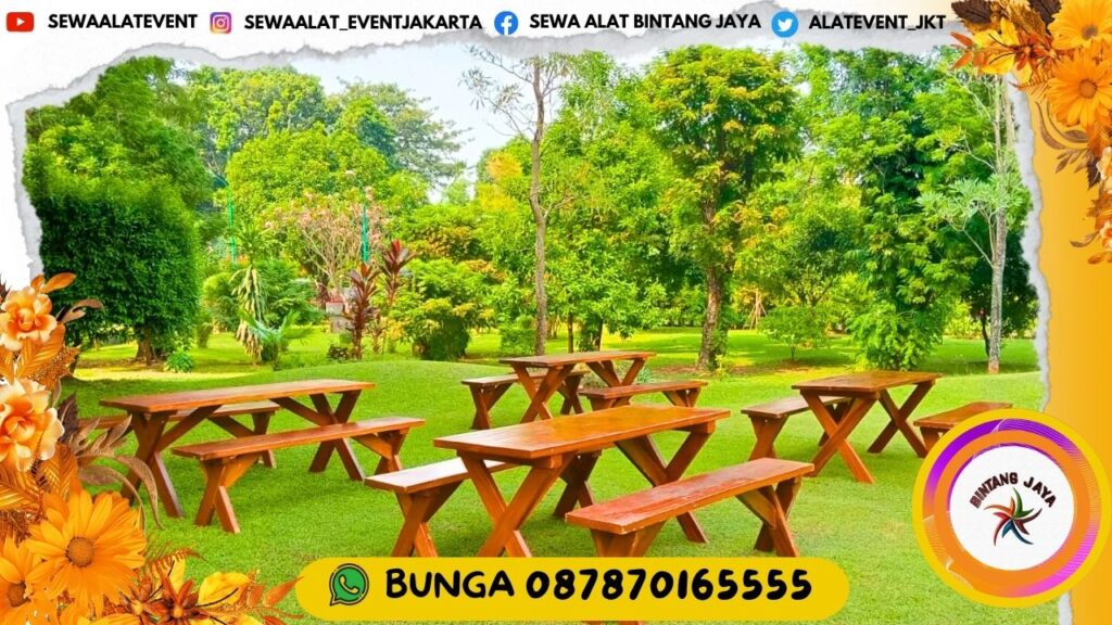 Sewa Bangku Dan Meja Taman Kayu Outdoor Di Jakarta Event Wedding Tema Santai