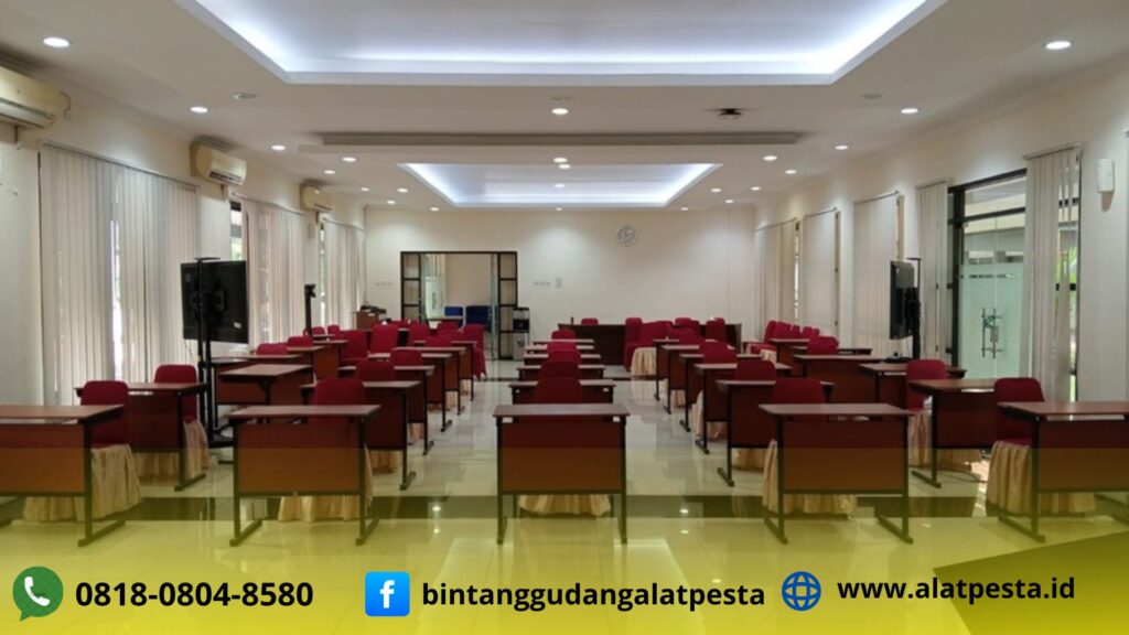 Sewa Meja Kantor HPL Coklat Cocok Untuk Acara Seminar Jakarta