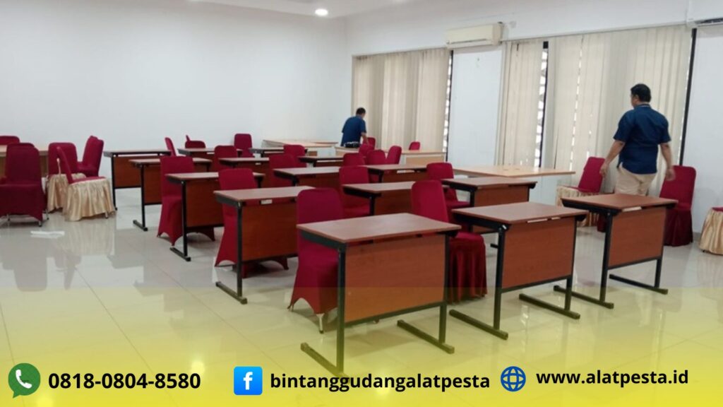 Sewa Meja Kantor HPL Coklat Cocok Untuk Acara Seminar Jakarta