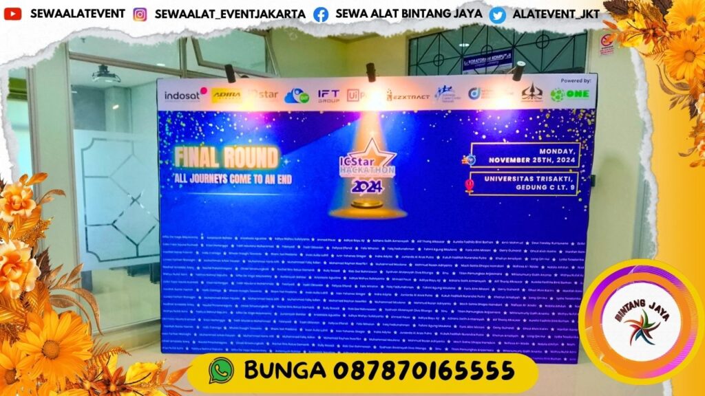 SEWA BACKDROP CUSTOMIZE UKURAN DI MENTENG JAKSEL PEMASANGAN RAPIH DAN CEPAT
