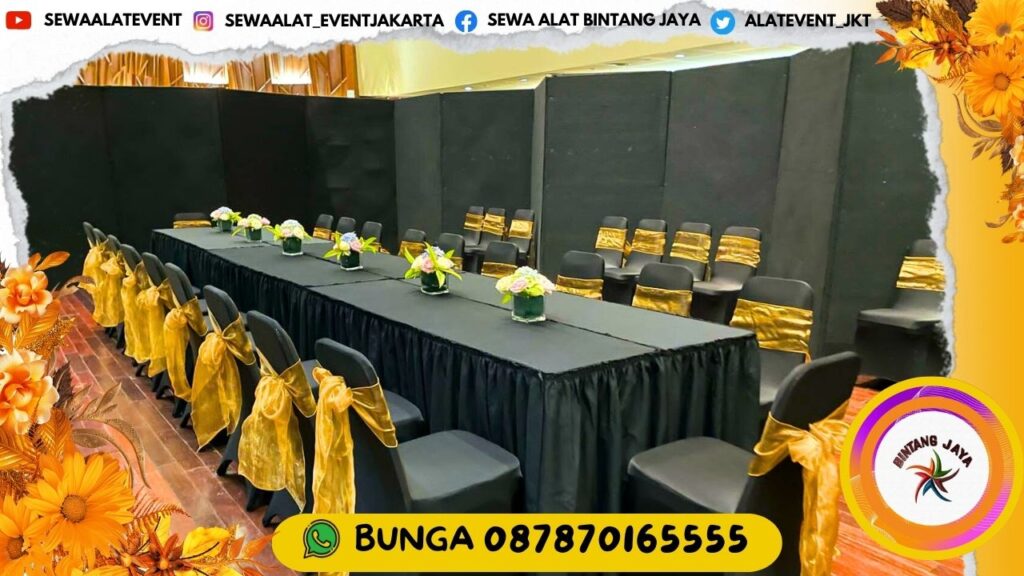 SEWA MEJA TYPE IBM 45X180CM COVER HITAM DI JAKARTA DAN SEKITARNYA