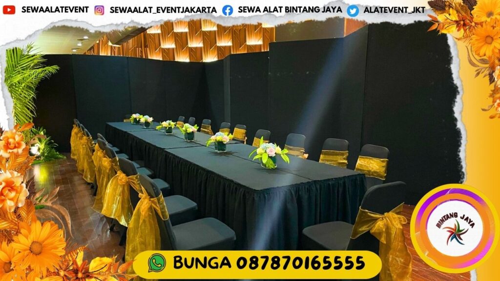 SEWA MEJA TYPE IBM 45X180CM COVER HITAM DI JAKARTA DAN SEKITARNYA