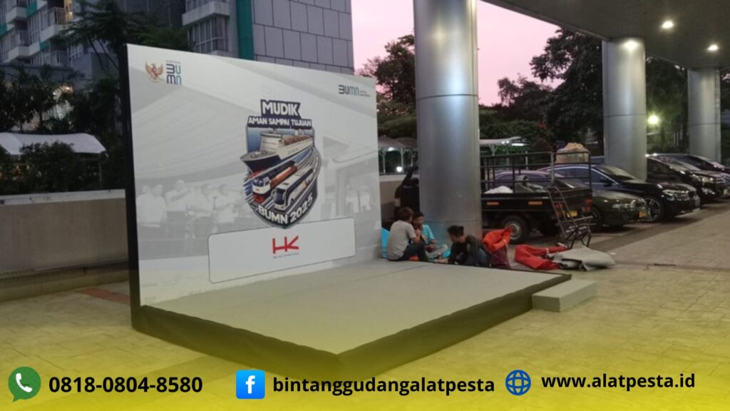 Rental Panggung Karpet Abu Abu Dan Backdrop Out Door Area Jakarta