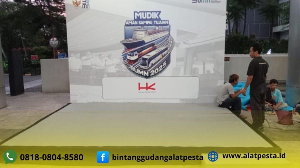 Rental Panggung Karpet Abu Abu Dan Backdrop Out Door Area Jakarta