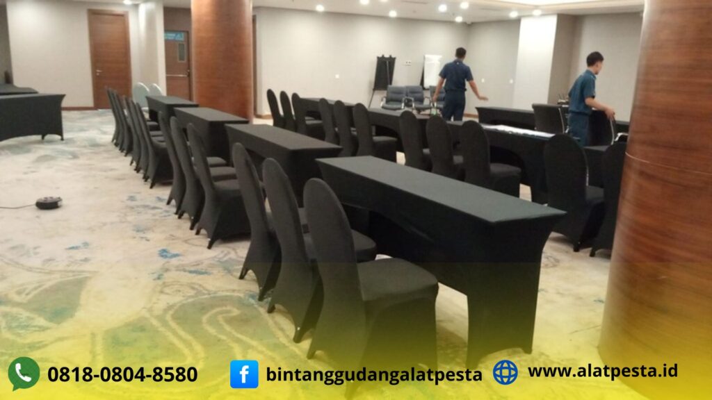 Sewa Meja Ibm Cover Hitam Event HK Tower Jakarta