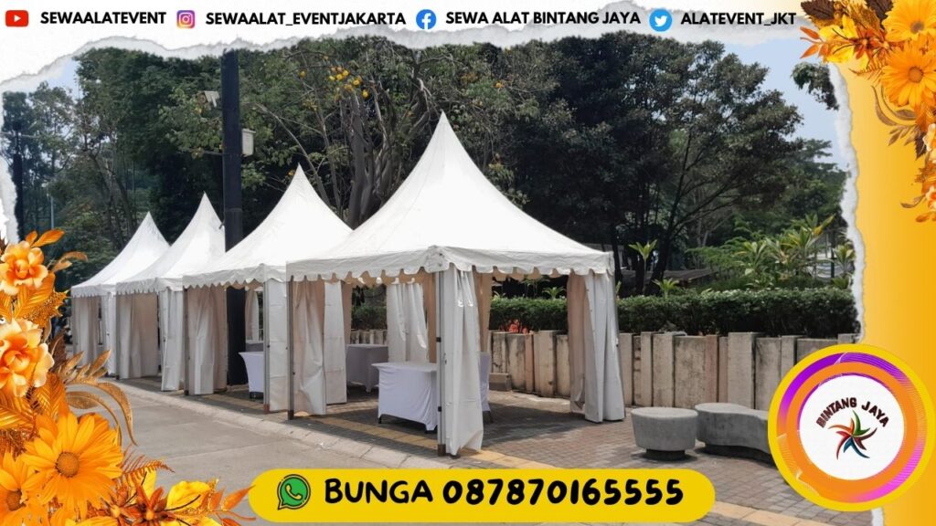 RENTAL TENDA POS MUDIK TYPE SARNAFIL KERUCUT AREA JAKARTA FREE ONGKIR PROMO LEBARAN