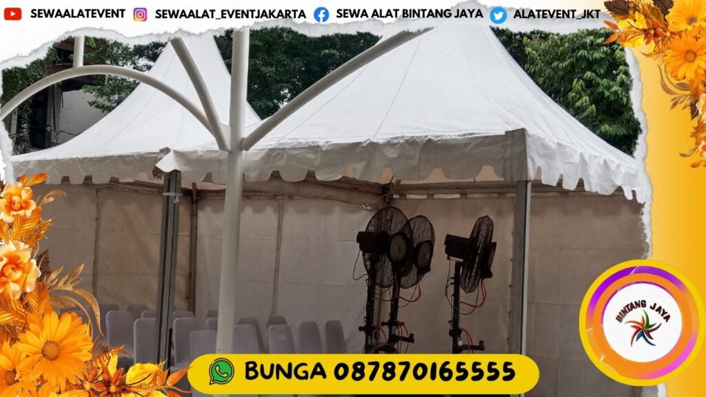 RENTAL TENDA POS MUDIK TYPE SARNAFIL KERUCUT AREA JAKARTA FREE ONGKIR PROMO LEBARAN