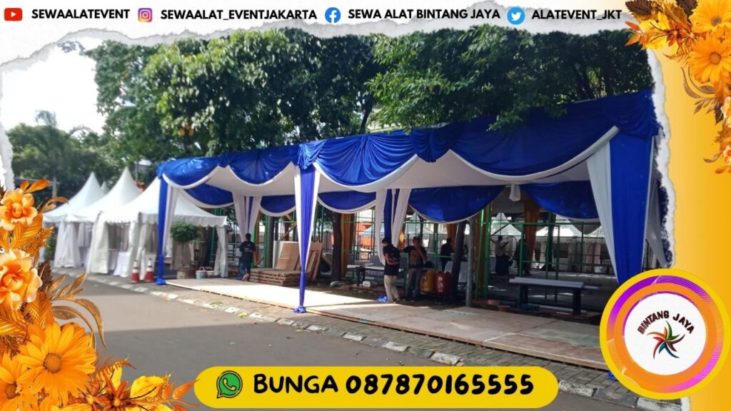 SEWA TENDA TYPE PLAFON RUMBAI BIRU PUTIH UNTUK ACARA ANDA AREA JAKARTA