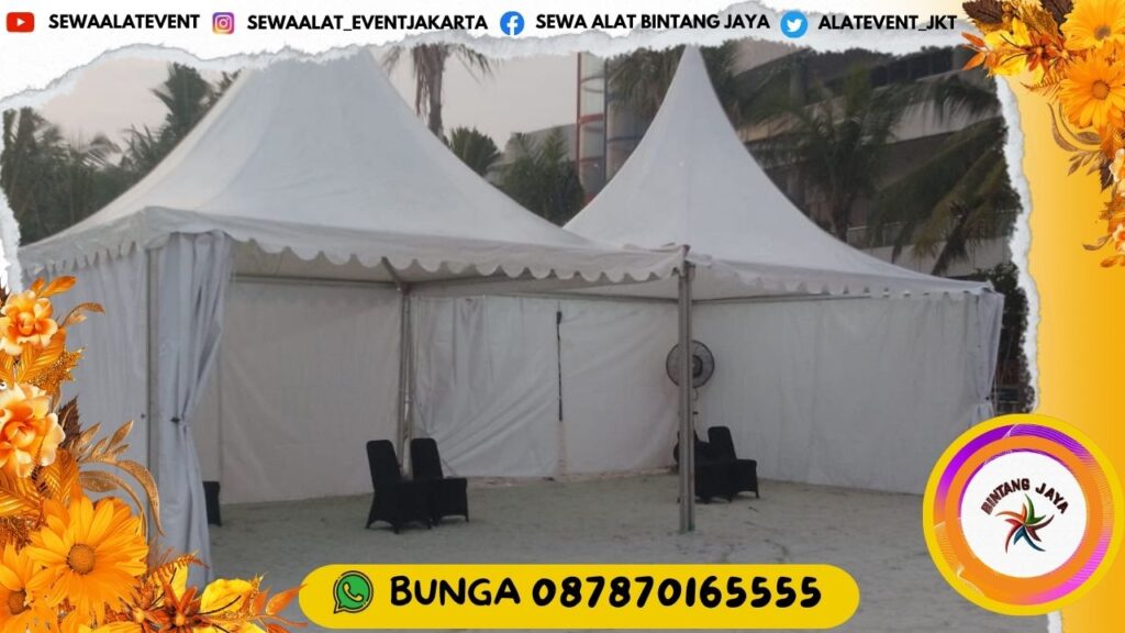 RENTAL TENDA POS MUDIK TYPE SARNAFIL KERUCUT AREA JAKARTA FREE ONGKIR PROMO LEBARAN