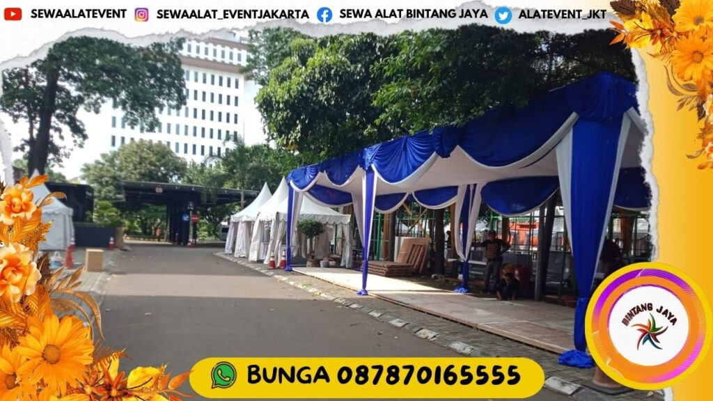 SEWA TENDA TYPE PLAFON RUMBAI BIRU PUTIH UNTUK ACARA ANDA AREA JAKARTA