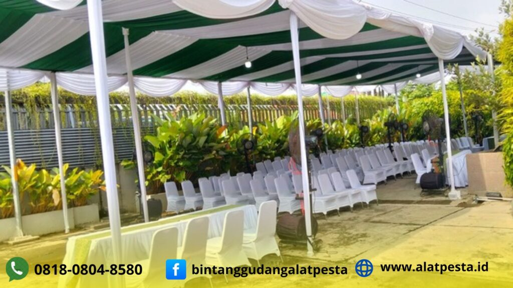 Sewa Tenda Serut Putih Hijau PT Meccaya Bekasi