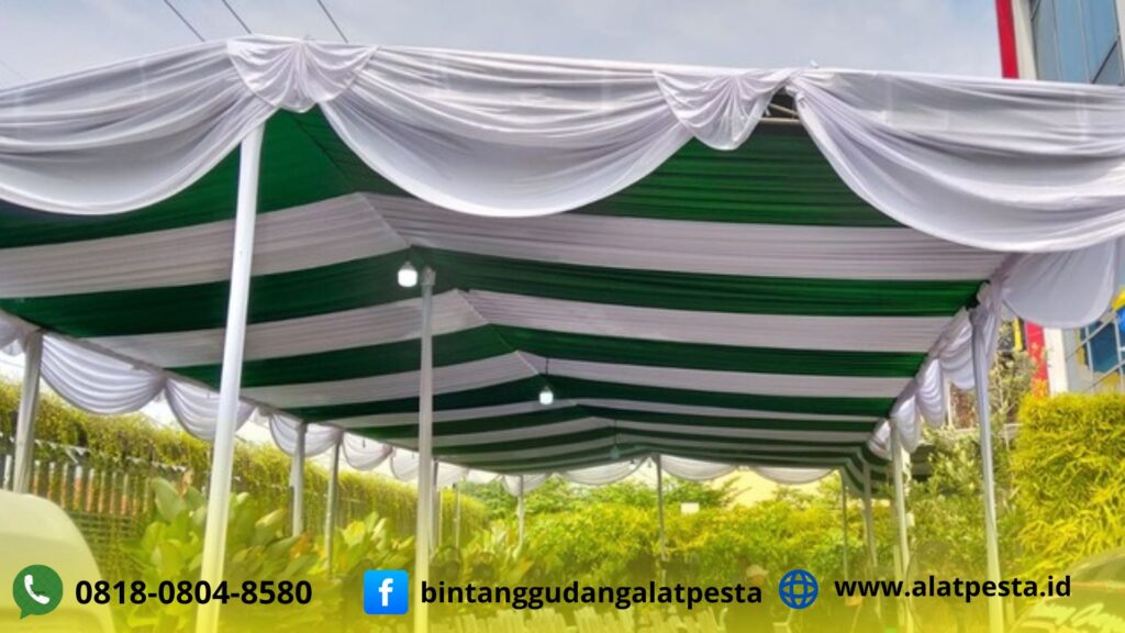 Sewa Tenda Serut Putih Hijau PT Meccaya Bekasi