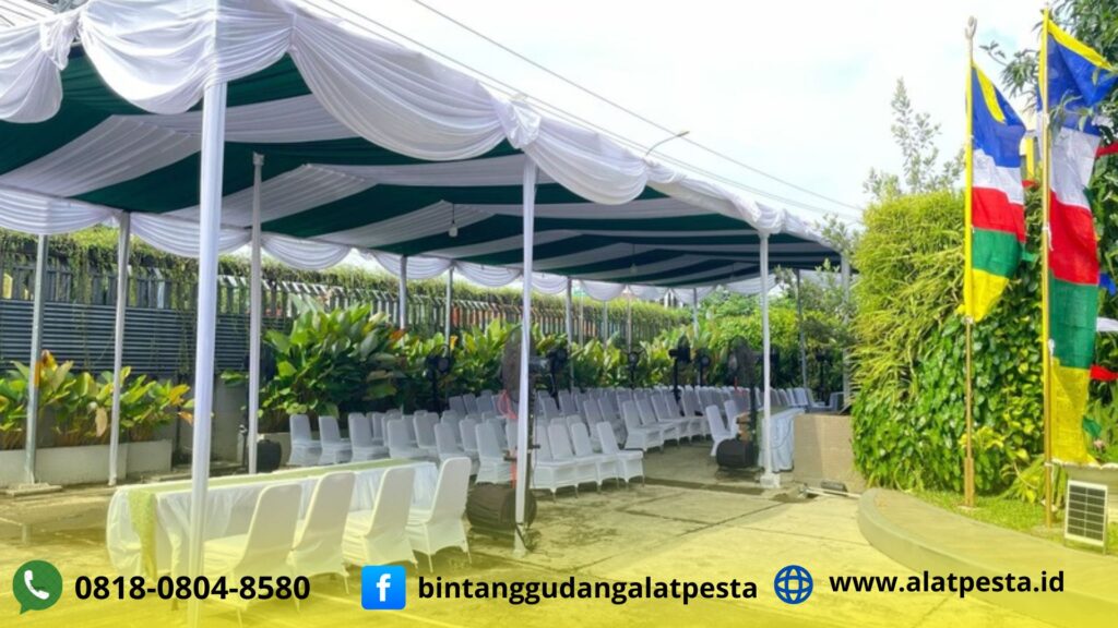 Sewa Tenda Serut Putih Hijau PT Meccaya Bekasi