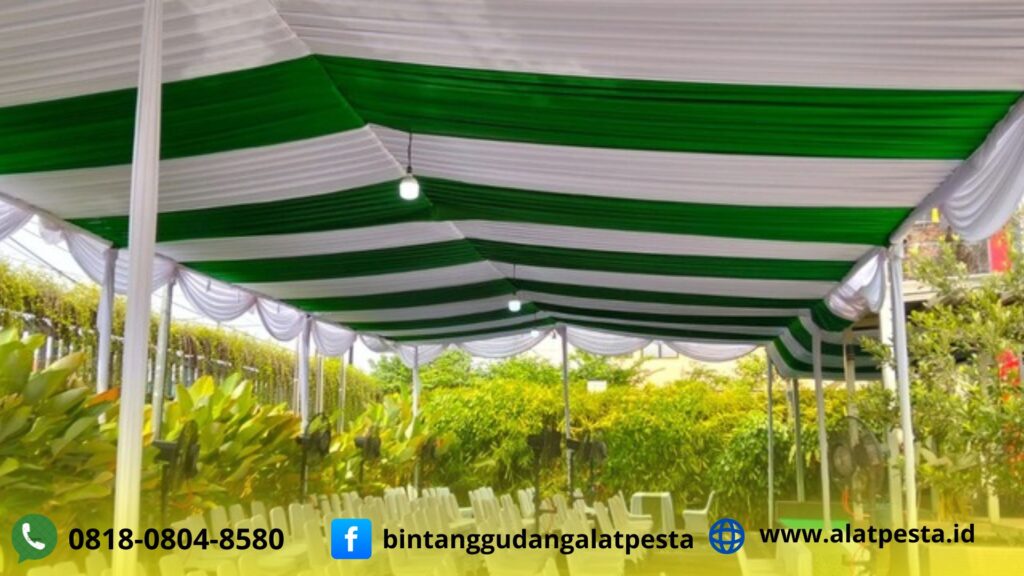 Sewa Tenda Serut Putih Hijau PT Meccaya Bekasi