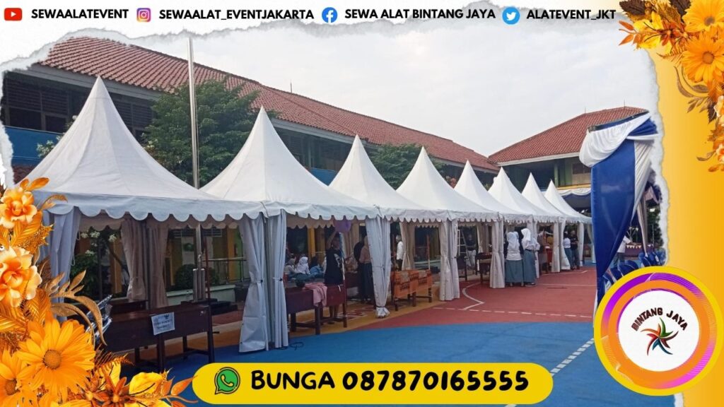 RENTAL TENDA KERUCUT SARNAFIL PUTIH 3X3M DI JAKARTA HARGA SEWA DIJAMIN AMAN DI KANTONG